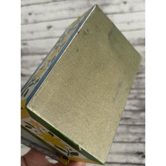 Vntge Retro Syndicate MFG Co Metal Tin Recipe Box Yellow & Blue Flowers-12 - Picture 4 of 10